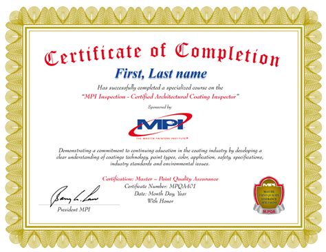 mpi paint certification